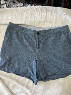 Merona Heathered Blue High-Waist Linen-Blend Shorts
